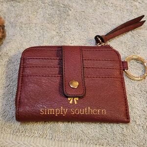 Simply Southern Maroon Card Holder with Gold Accents NWOT